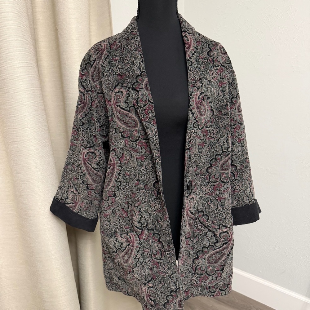 Paisley Patterned Open Front Blazer - image 1